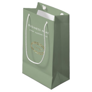 Petit Sac Cadeau Logo d'entreprise vert sauge moderne personnalisé