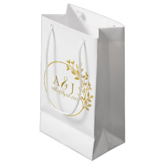 Petit Sac Cadeau Logo du Mariage de monogramme de couronne d'or mod