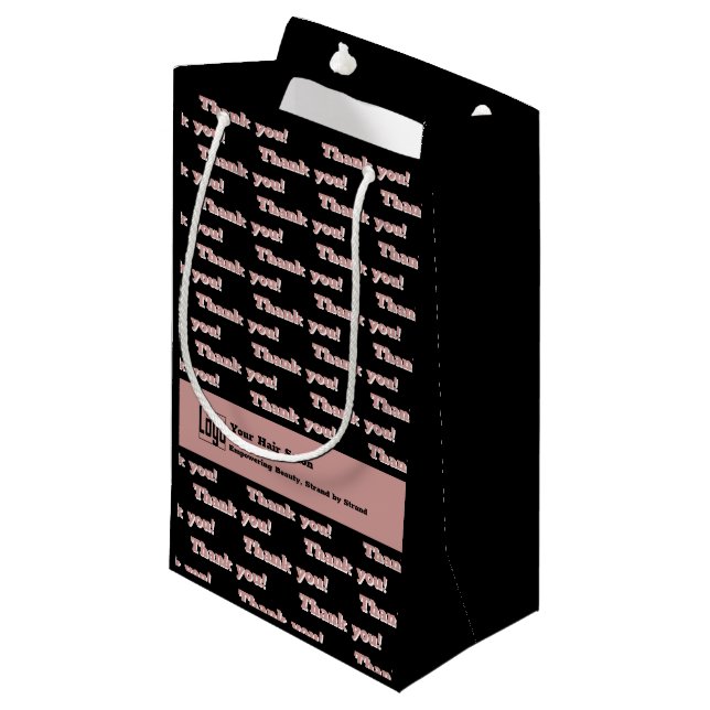 Petit Sac Cadeau Logo Merci Motto Salon des cheveux QR Code noir ro (Devant Angle)