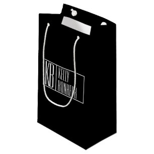 Petit Sac Cadeau Logo moderne, noir & blanc, Initiales & Nom