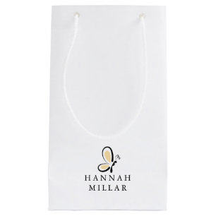 Petit Sac Cadeau Logo Nom Personnalisé Moderne Minimaliste Blanc Pe
