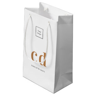 Petit Sac Cadeau Logo or blanc monogramme initiales shopping