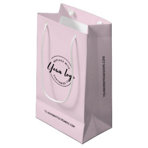 Petit Sac Cadeau Logo personnalisable et site Web Entreprise Rose