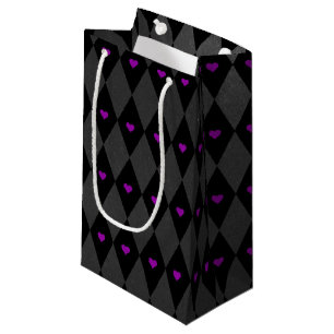 Petit Sac Cadeau Losanges Cœurs Violets Gothiques Saint-Valentin