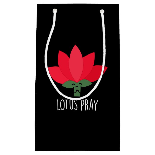 Petit Sac Cadeau Lotus Pray Funny Plante Pun Dark BG (Devant)