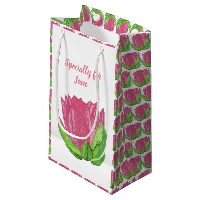 Petit Sac Cadeau Lotus rose (Devant Angle)
