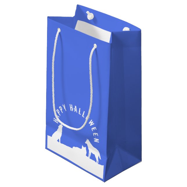 Petit Sac Cadeau Loups en neige, Happy Halloween (Devant Angle)