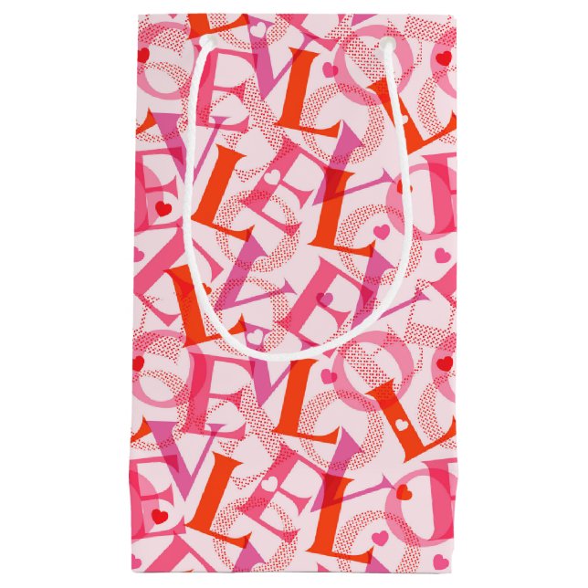 Petit Sac Cadeau LOVE Typographie Motif Saint Valentin (Devant)
