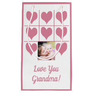 Petit Sac Cadeau Love You Photo & Pink Hearts