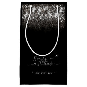 Petit Sac Cadeau Lumineuse Platine argent Parties scintillant beaut