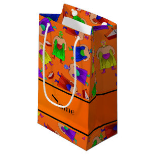 Petit Sac Cadeau Lutte mexicaine orange nommée personnalisée