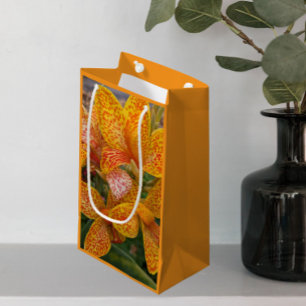 Petit Sac Cadeau Lys Canna avec Fleurs à Taches Rouges