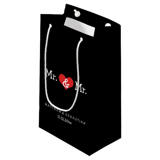 Petit Sac Cadeau M. et M. Mariage de Red Heart Personnalisé (Devant Angle)