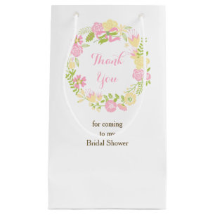 Petit Sac Cadeau Magnifique Merci de mariée rose fleuri Wreath