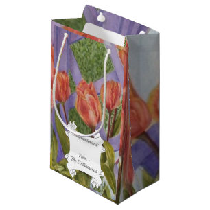 Petit Sac Cadeau Magnifique Tulipe Orange