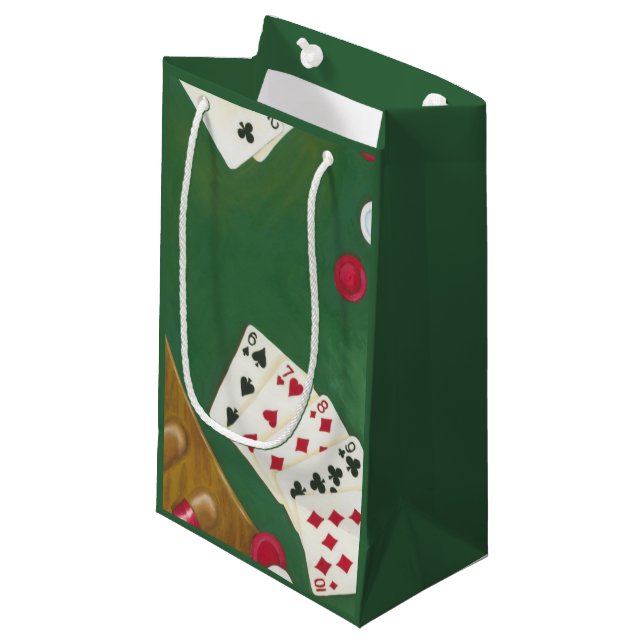 Petit Sac Cadeau Main de Poker gagnante six à dix (Devant Angle)