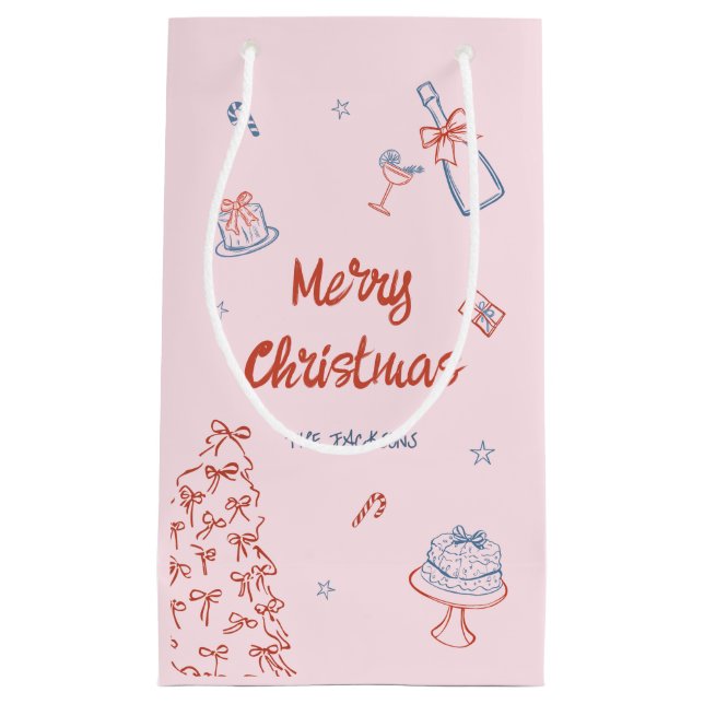 Petit Sac Cadeau Main Whimsical Tirée Oh Quelle Fun Noël (Devant)