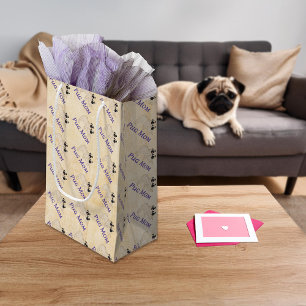 Petit Sac Cadeau Maman Pug Paire de Chiens Pug Fauve Motif