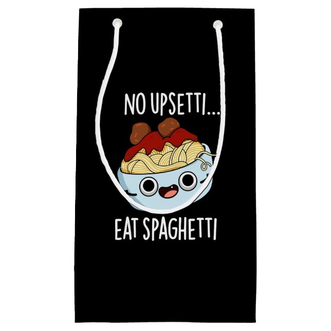 Petit Sac Cadeau Manger des spaghetti sans contrariété Blague drôle (Devant)