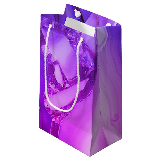Petit Sac Cadeau Marbre Violet Exotique  (Devant Angle)