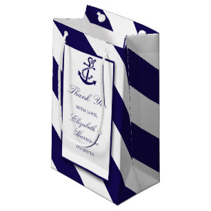 Petit Sac Cadeau Mariage Ancre bleu marine