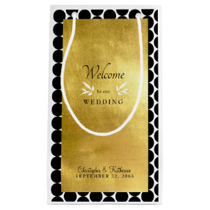 Petit Sac Cadeau Mariage Black & Gold moderne Bienvenue Favoriser