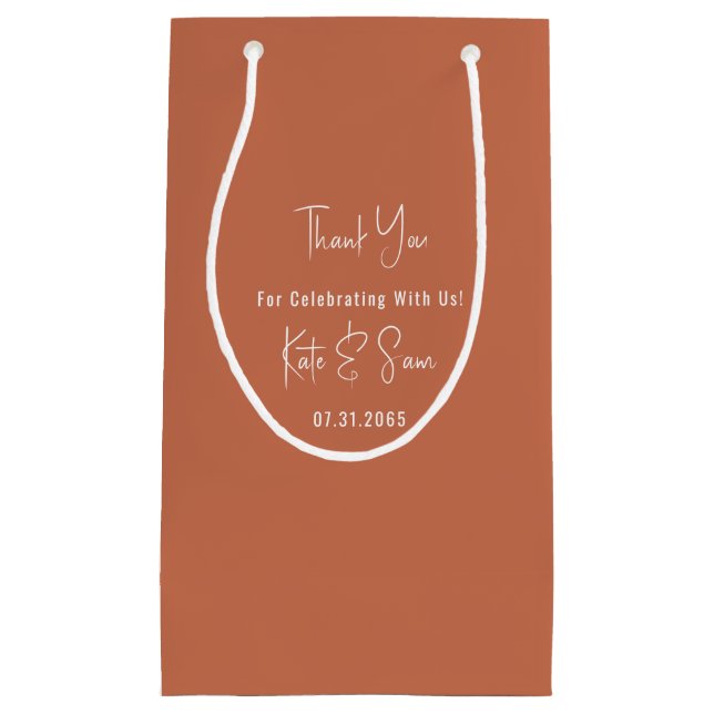 Petit Sac Cadeau Mariage classique simple en terre cuite (Devant)