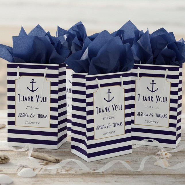 Petit Sac Cadeau Mariage d'Ancre de la marine nautique et de la ban (Créateur téléchargé)
