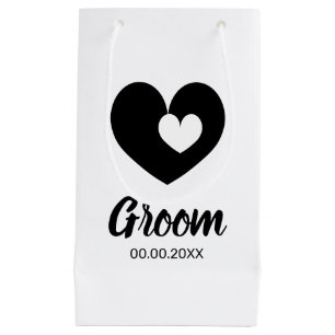 Petit sac cadeau mariage de marié avec double coeu
