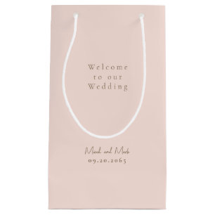 Petit Sac Cadeau Mariage de noms de texte Blush Gold