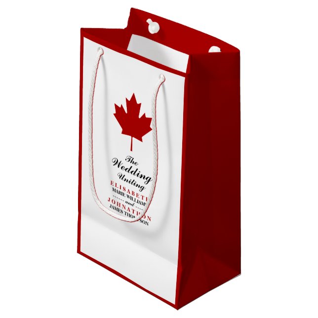 Petit Sac Cadeau Mariage du drapeau canadien (Devant Angle)