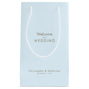 Petit Sac Cadeau Mariage Favour Ice Blue Gold Nom et date du texte