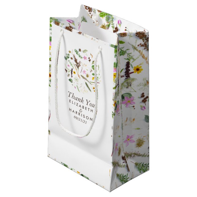 Petit Sac Cadeau Mariage Fleur Sauvage Simple Élégant Botanique Fav (Devant Angle)