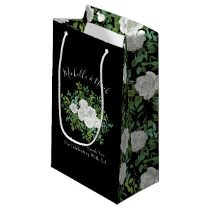 Petit Sac Cadeau Mariage floral rose noire et blanche