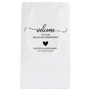 Petit Sac Cadeau Mariage Minimaliste Moderne au Coeur