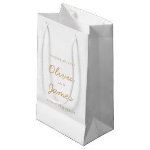 Petit Sac Cadeau Mariage Or Simple Modern Script Hashtag Favoriser