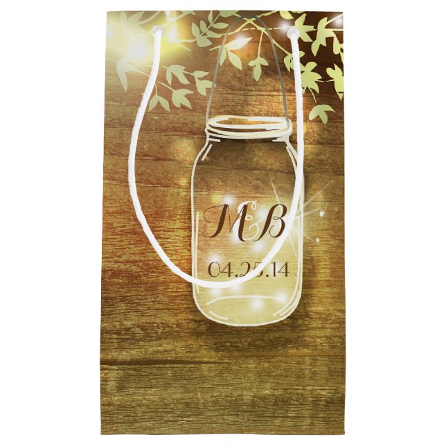 Petit Sac Cadeau Mariage rustique Mason Jar (Devant)