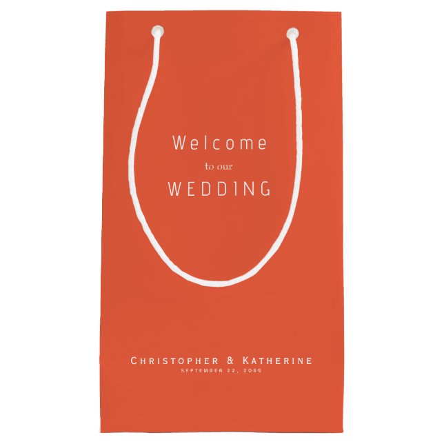 Petit Sac Cadeau Mariage Tangerine moderne Favoriser les noms et la (Devant)