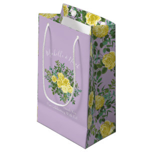 Petit Sac Cadeau Mariage Vintage Élégant Printemps Jaune & Violet