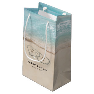 Petit Sac Cadeau Mariage vintage tropical de rivage de coeur de