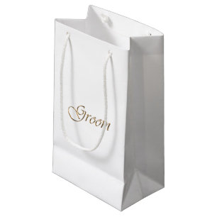 Petit Sac Cadeau Marié, calligraphie élégante en script doré