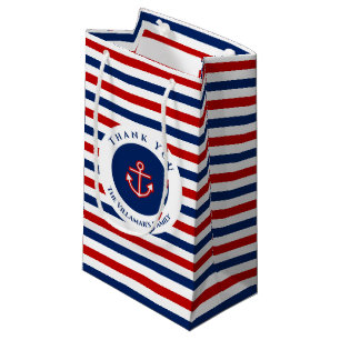 Petit Sac Cadeau Marine marine Bleu Rouge Blanc rayures