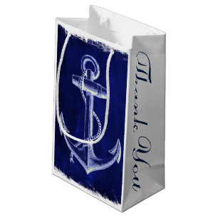Petit Sac Cadeau marine rustique bleu ancre marine mariage