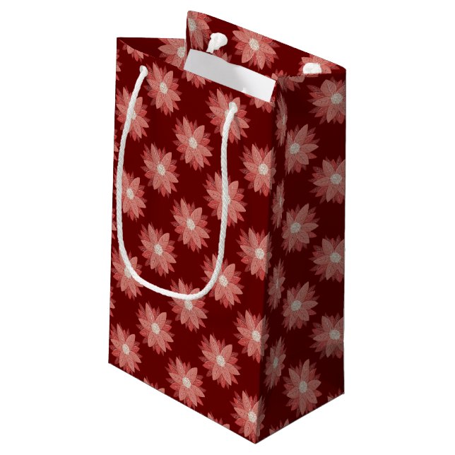 Petit Sac Cadeau Maroon Poinsettia de luxe durable (Dos Angle)