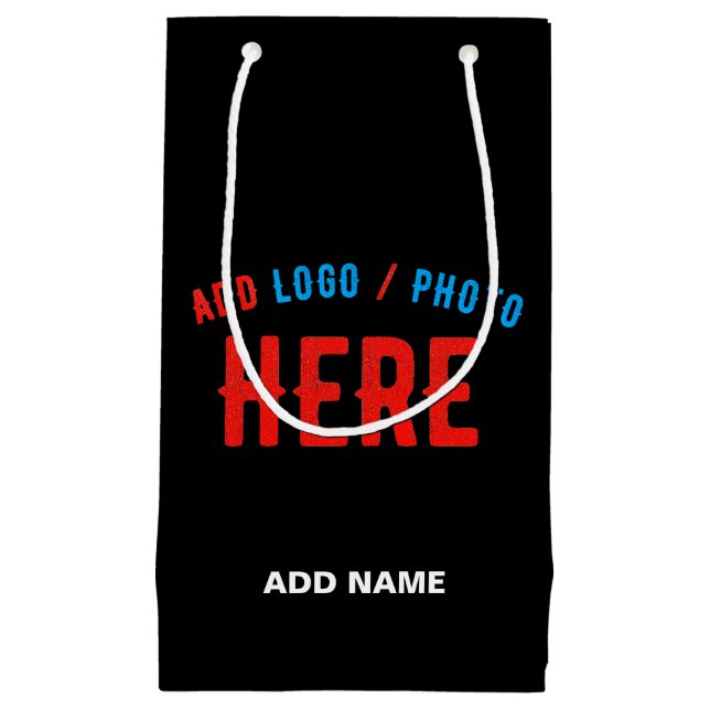 PETIT SAC CADEAU MARQUE PERSONNALISÉE NOIRE MODERNE ET ÉLÉGANTE VÉR (Devant)