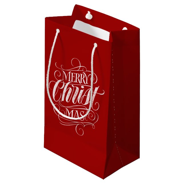 Petit Sac Cadeau Marry CHRISTmas Chalkboard Calligraphie Christian (Devant Angle)