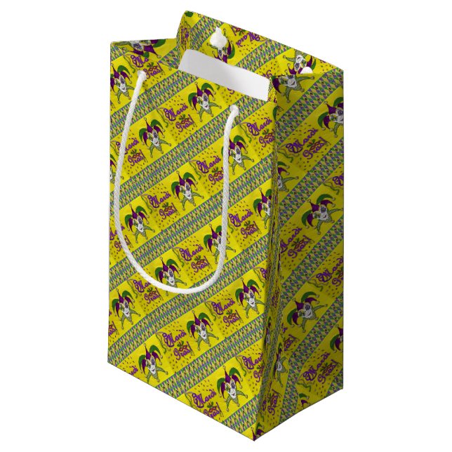 Petit Sac Cadeau Masque de bouffon Mardi Gras Arlequin (Devant Angle)