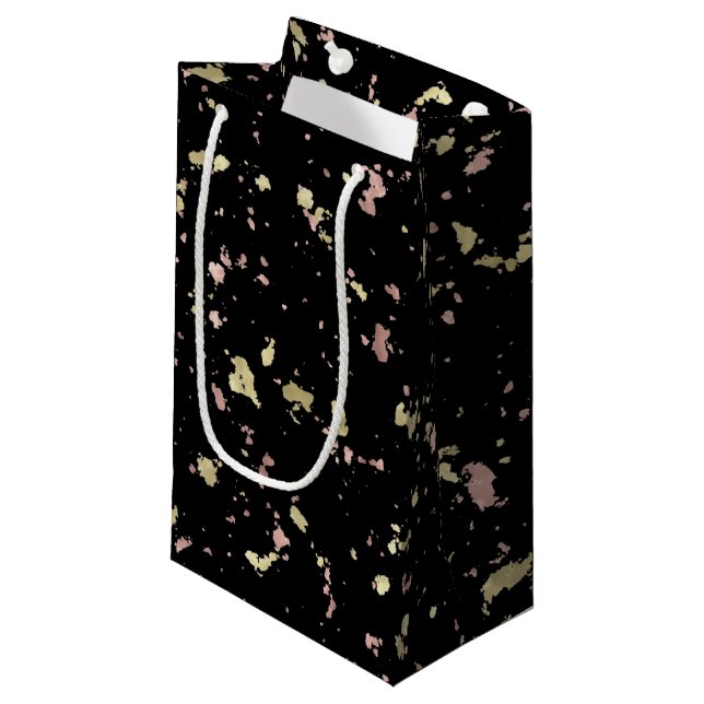 Petit Sac Cadeau Matte Gold et Rose Gold Flakes Noir (Devant Angle)