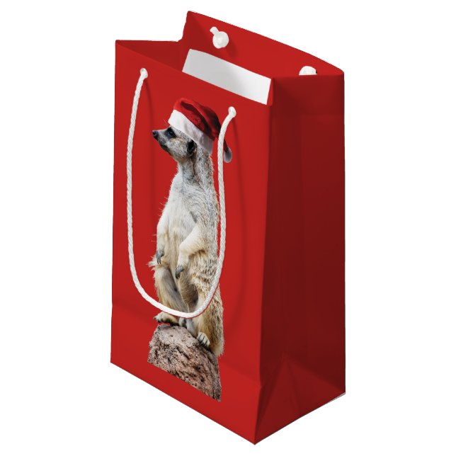 Petit Sac Cadeau MeerKat Joyeux Noël (Devant Angle)