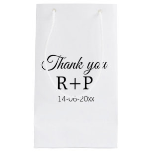 Petit Sac Cadeau Merci d'ajouter l'initiale du nom du couple texte